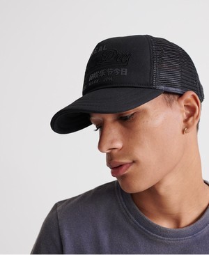 Superdry Vintage Logo Trucker Férfi Sapka Fekete | OTCDE6517